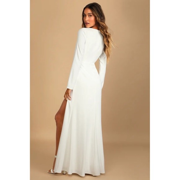 Size Small, LULUS Romance for the Ages White Long Sleeve Maxi Dress - Picture 3 of 9